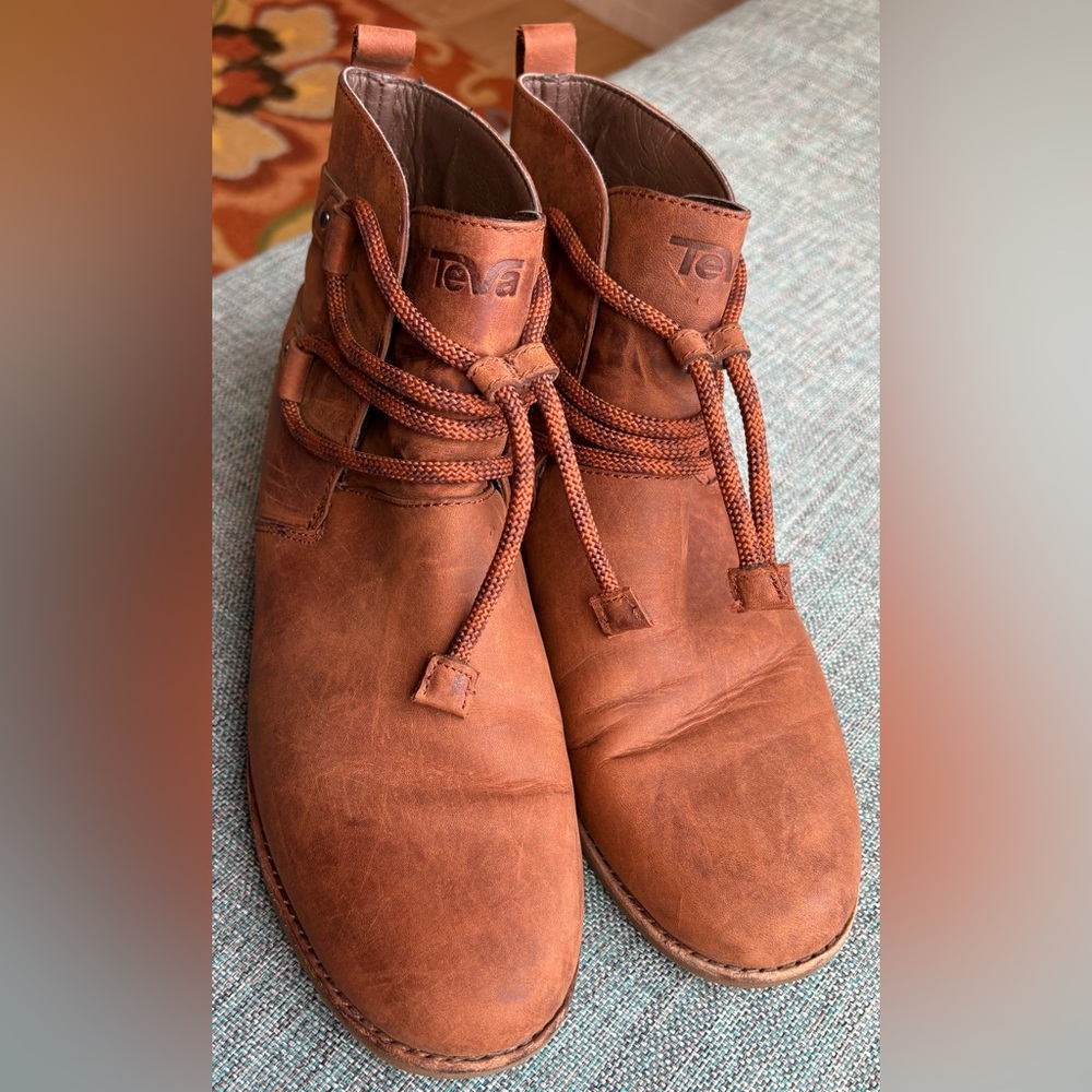 Teva Waterproof Brown Leather Ankle Boot w Climber’s Rope Inspired Laces  9 - Picture 9 of 10